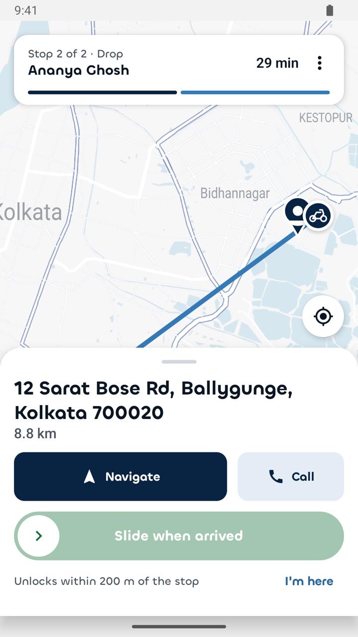 Navigate: Follow directions to the drop location shown in the app.